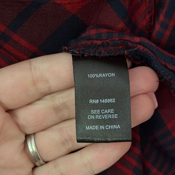 Torrid Red Plaid Dolman Blouse Top Size 10 - Picture 6 of 7